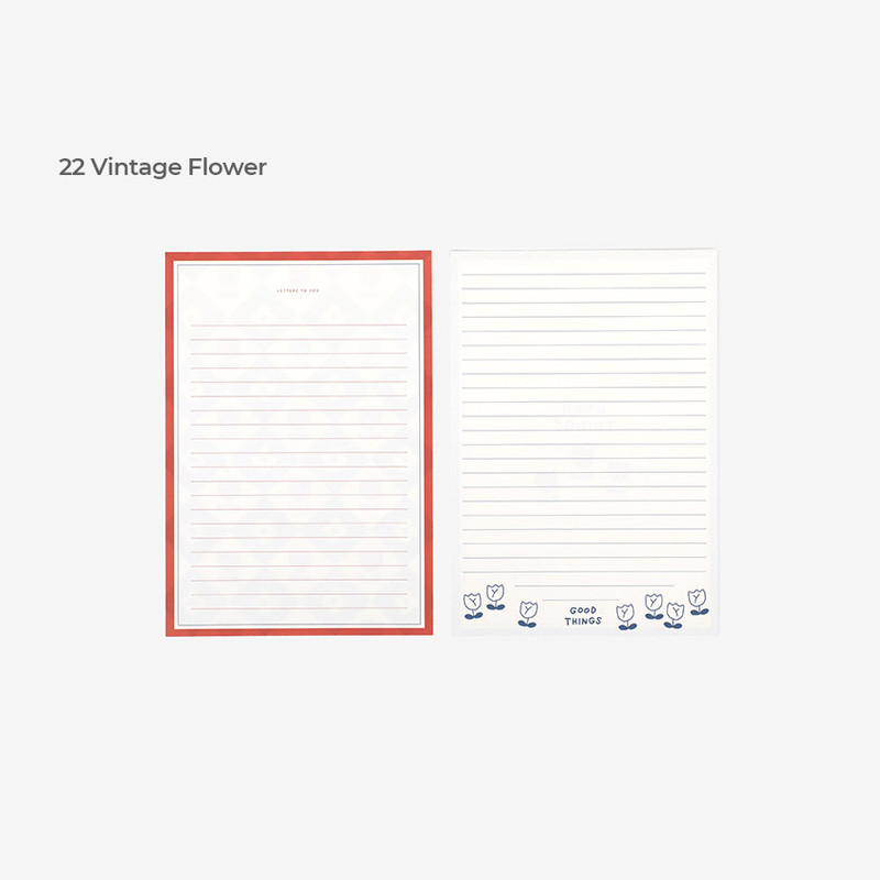 22 Vintage Flower - Dailylike Daily Letter And Envelope Set 21-24 22 Vintage Flower - Dailylike Daily Letter And Envelope Set 21-24