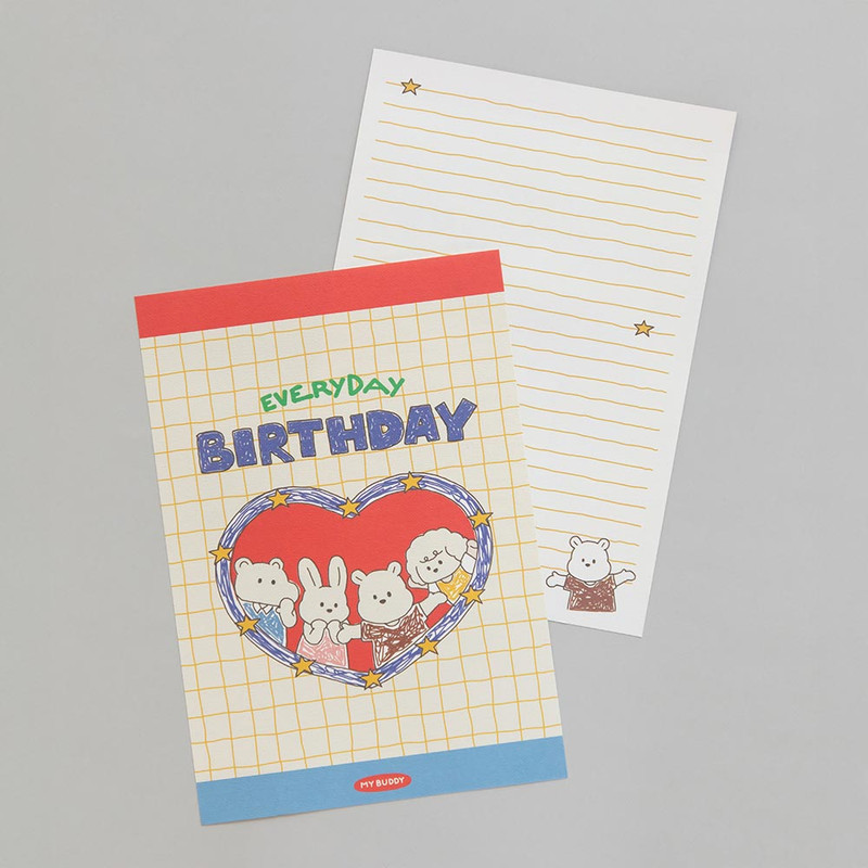 Double-sided design - Dailylike My Buddy Every Day Birthday Letter And Envelope Set Double-sided design - Dailylike My Buddy Every Day Birthday Letter And Envelope Set