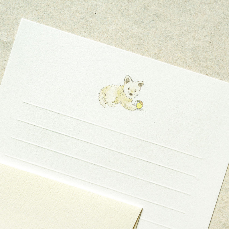 Playing Puppy - Dash and Dot Garden Walk Letter with Envelope Set