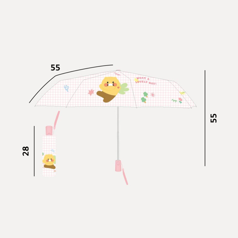 Size - Kakao Friends Dual-Protection 3-Section Automatic Umbrella