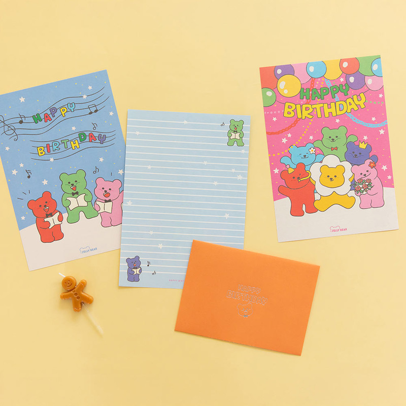 Dailylike Jelly Bear Happy Birthday Letter And Envelope Set