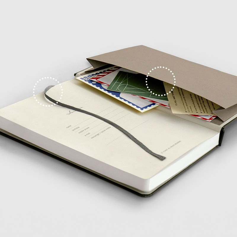 Interior pocket - Iconic Souvenir B6 Lined Notebook With Band
