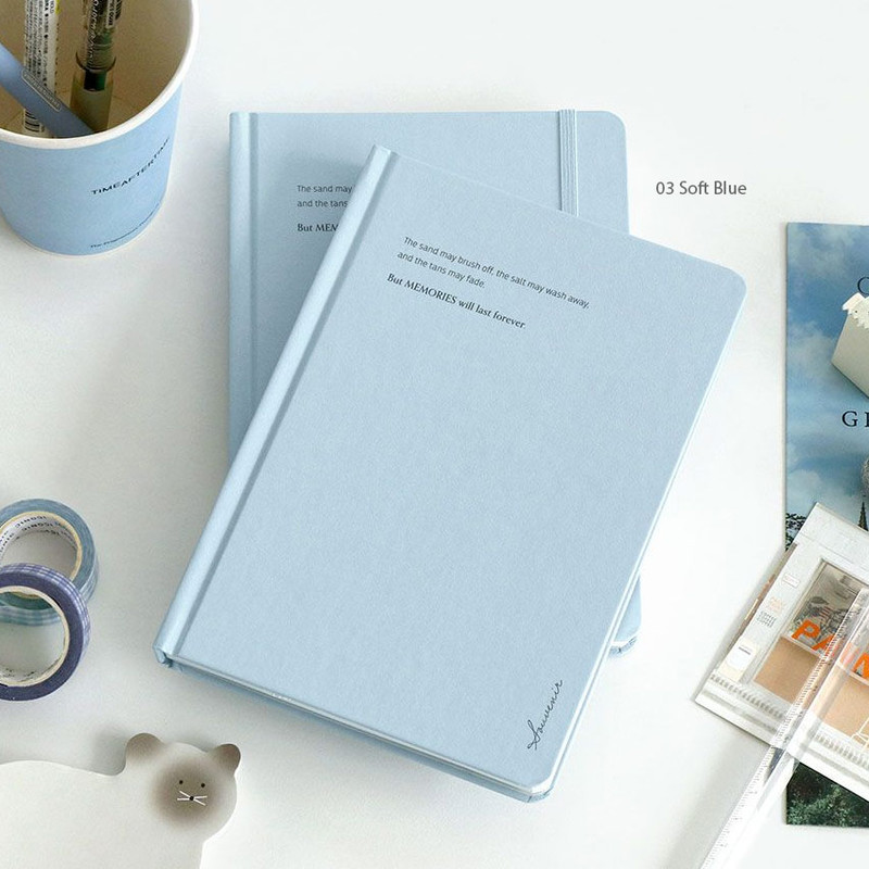 Soft Blue - Iconic Souvenir B6 Lined Notebook With Band