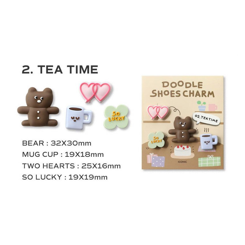 Tea Time - Iconic Doodle PVC Shoe Charm Set