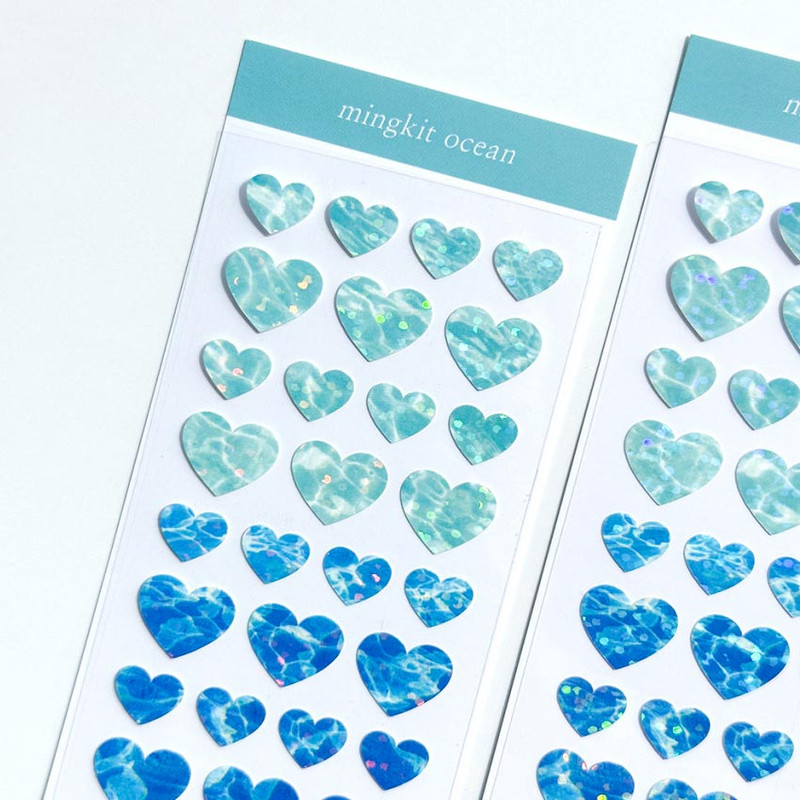 Ocean sticker - Mingkit Heart Ocean Glitter Removable Sticker