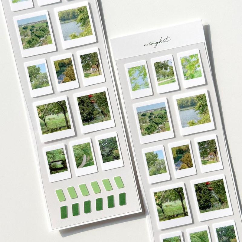 Green design sticker - Mingkit Green Instant Photo Removable Sticker