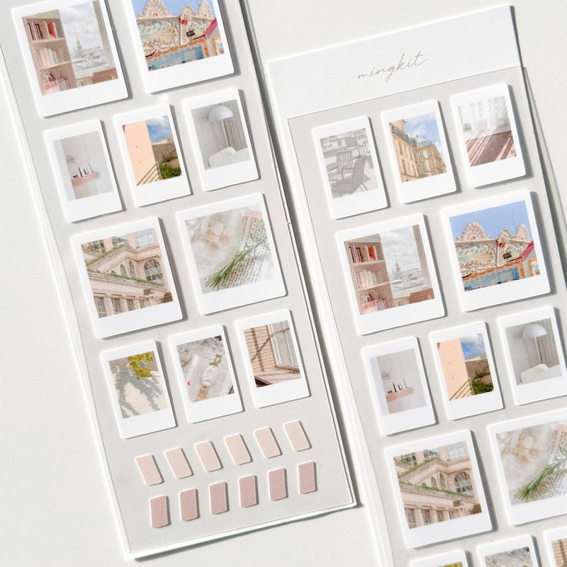 Removable stickers - Mingkit Beige Instant Photo Removable Sticker