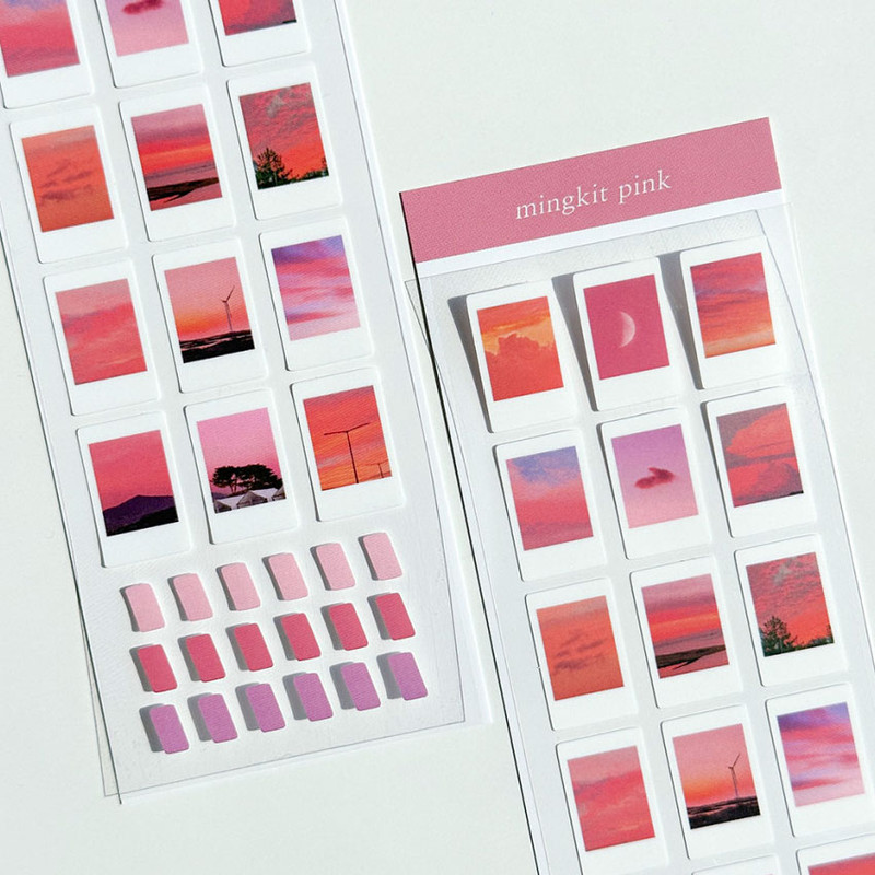 Pink tone stickers - Mingkit Pink Instant Photo Removable Sticker