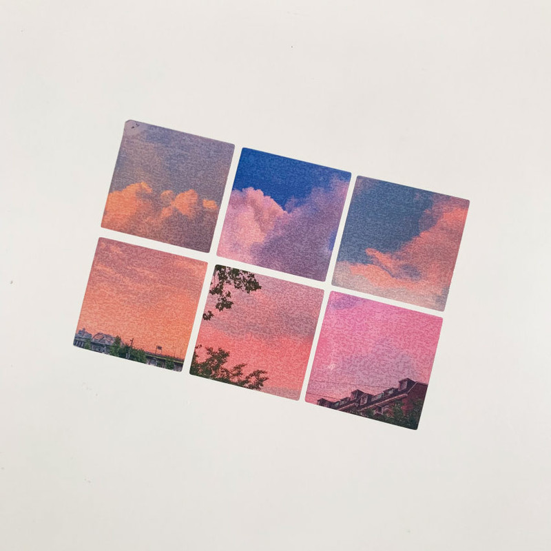 6 stickers of 1 sheet - Mingkit Sunset Squared Translucent Sticker Pack