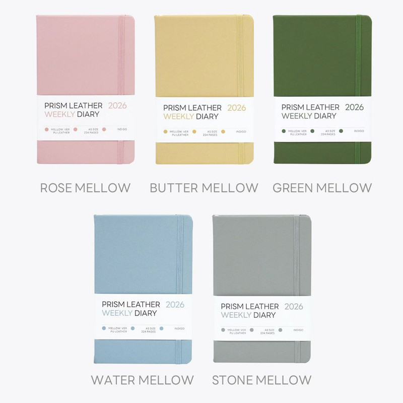 5 colors - Indigo 2026 Prism Mellow Leather A5 Dated Weekly Planner