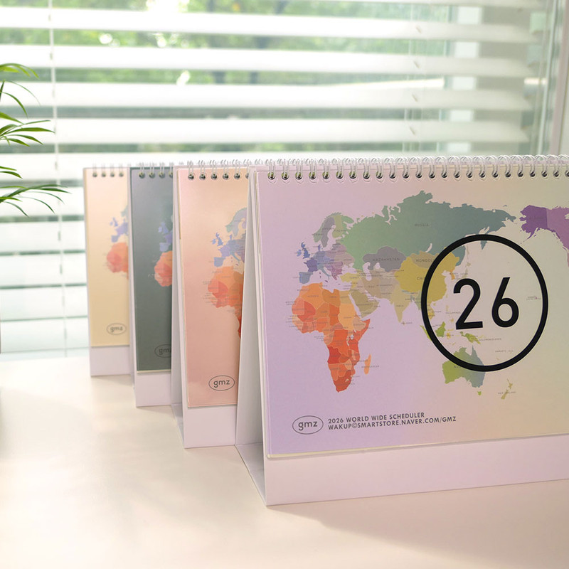 Desk Standing Calendar - Gunmangzeung 2026 World Wide Scheduler Desk Calendar