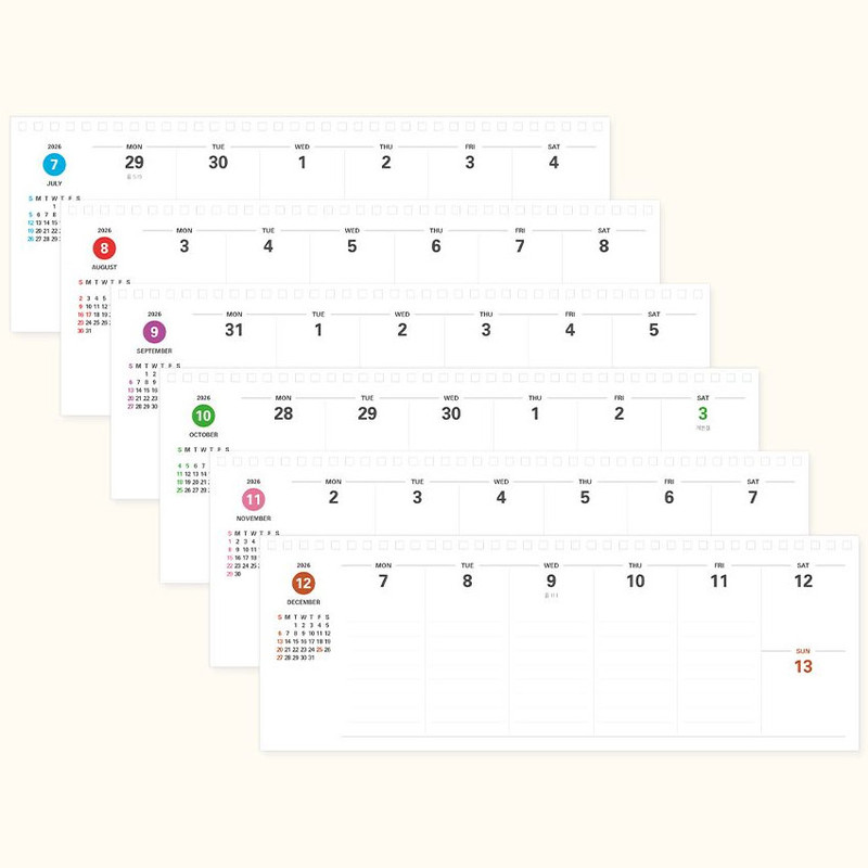 Monthly color changes - Indigo 2026 Prism Horizontal Dated Weekly Desk Planner