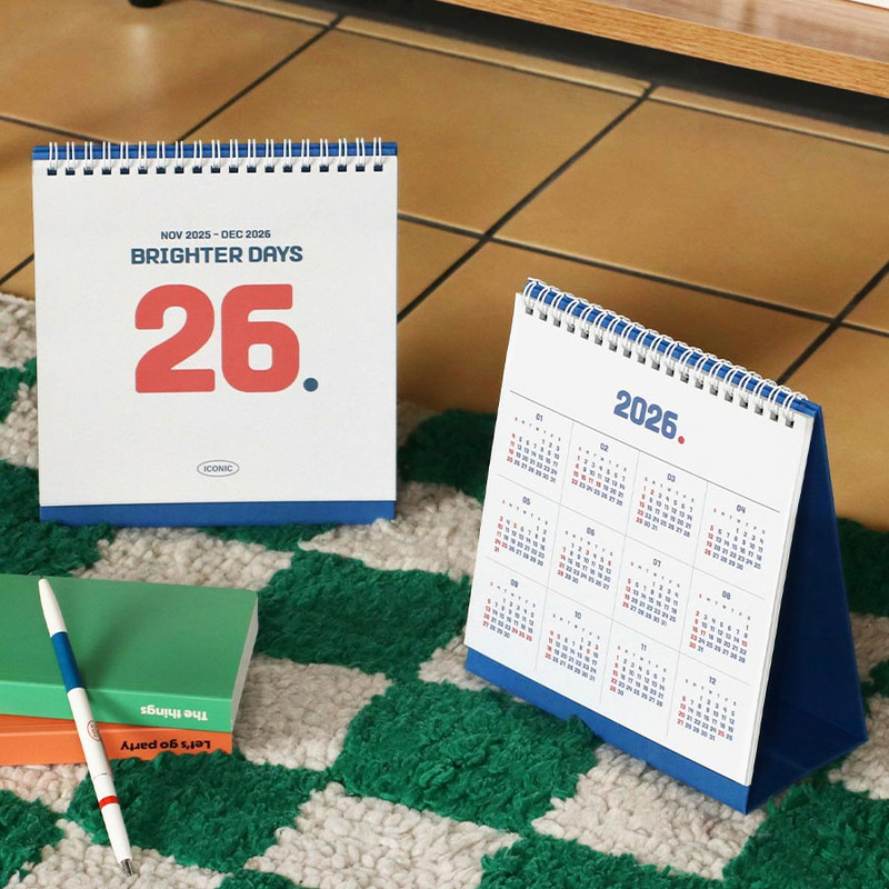 Cover & 2026 Yearly Calendar - Iconic 2026 Square Monthly Desk Calendar