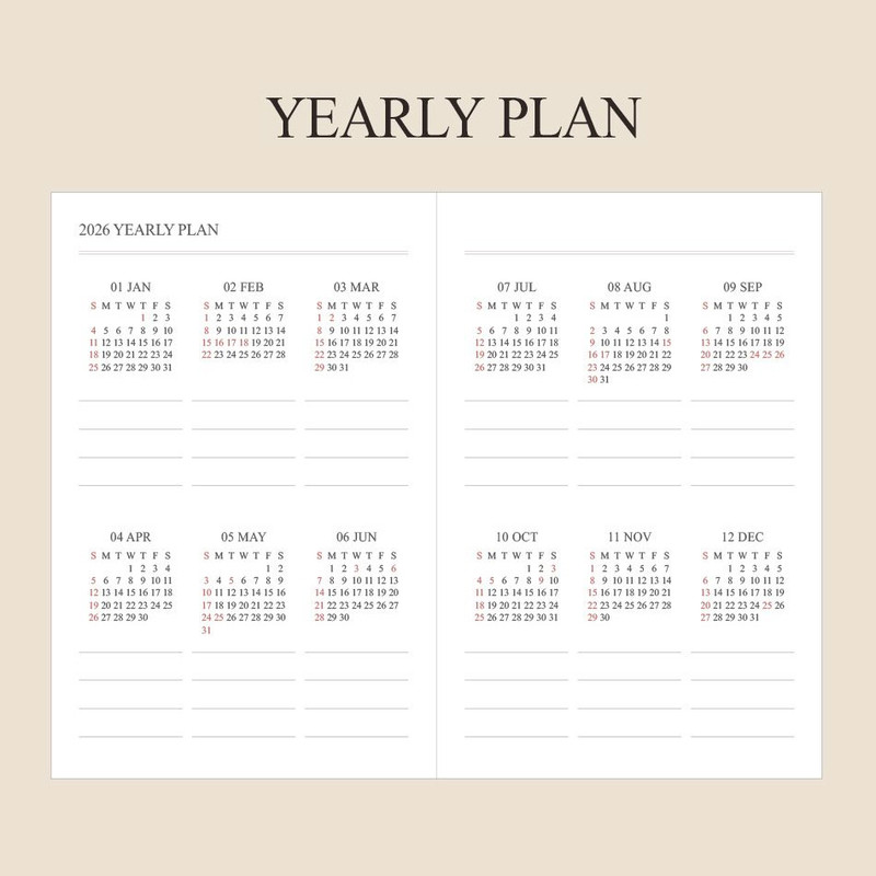 Yearly Plan - Indigo 2026 Official A6 Dated Monthly Planner