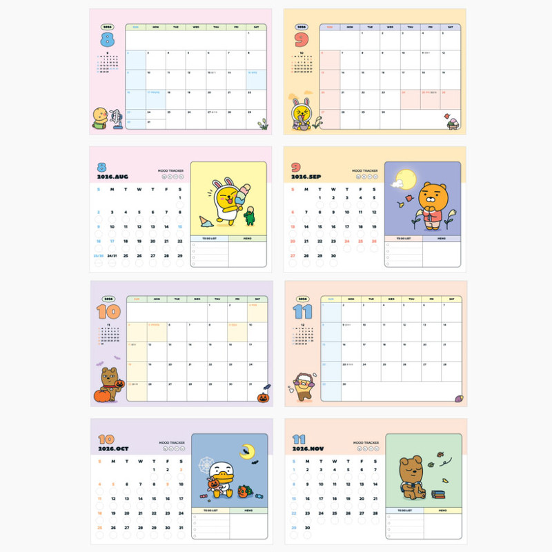 Monthly Calendar - Kakao Friends 2026 Small Desk Calendar