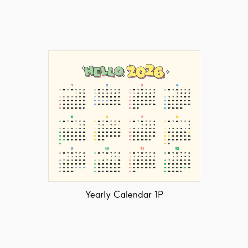 Yearly Calendar - Kakao Friends 2026 Shape Desk Calendar