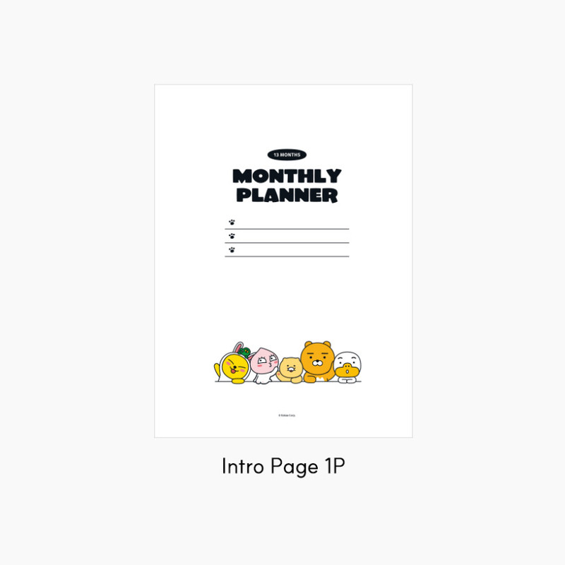 Intro Page - Kakao Friends PP Cover B5 Undated Monthly Planner