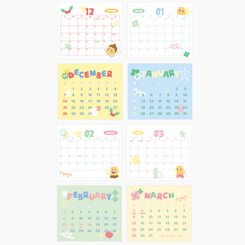 Monthly Calendar - Kakao Friends 2026 Choonsik Shape Desk Calendar