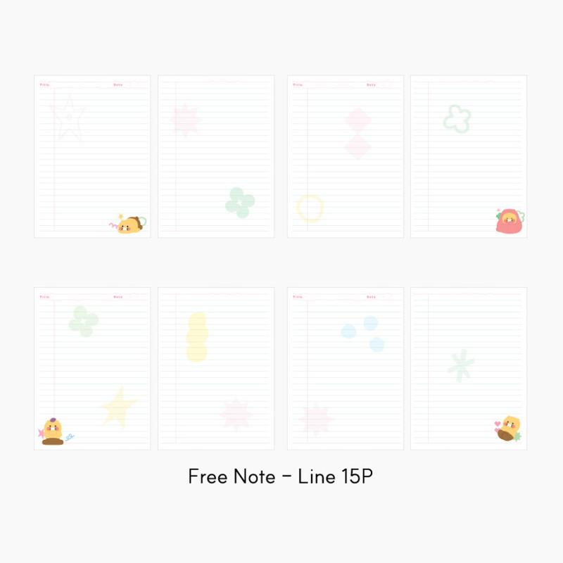 Lined Note - Kakao Friends Blue Choonsik Undated Weekly Planner