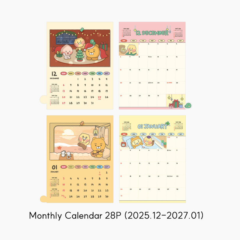 Monthly Calendar - Kakao Friends 2026 Index Desk Calendar