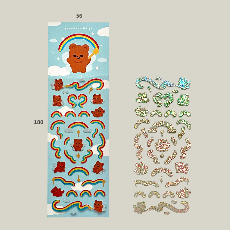 Front & Back - pureureum design Rainbow Fairy Bear Holographic Sticker