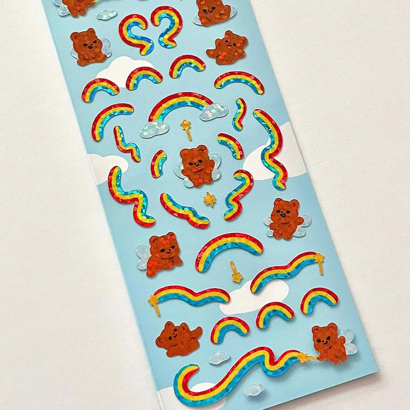 Holographic Stickers - pureureum design Rainbow Fairy Bear Holographic Sticker