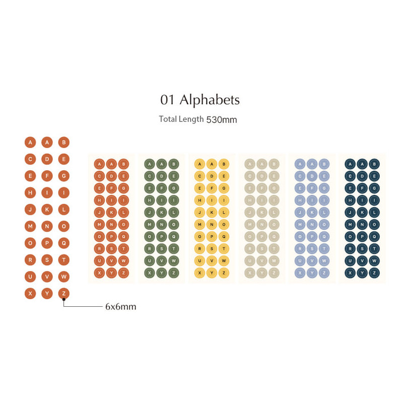 01 Alphabet - Archive Paper Sticker Roll 01-03