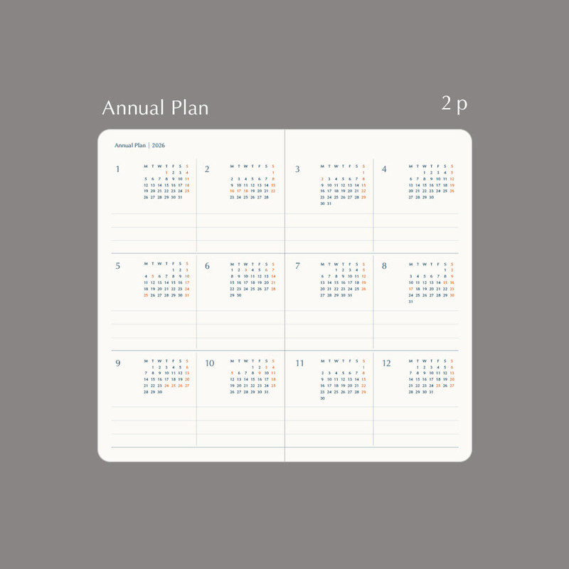 Annual Plan - Paperian 2026 Neue Pocket Dated Monthly Planner