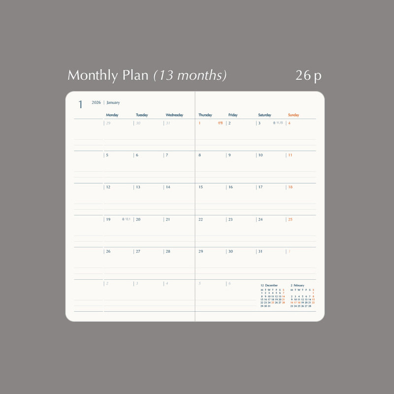 Monthly Plan - Paperian 2026 Neue Pocket Dated Monthly Planner