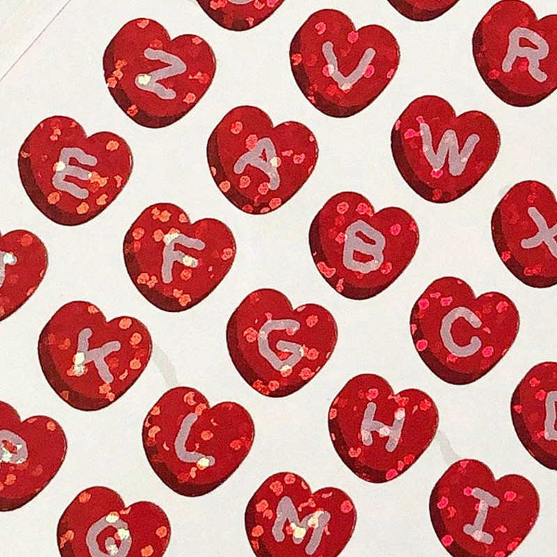 Glitter Sticker - pureureum design Cupid Bear Heart Alphabet Holographic Sticker