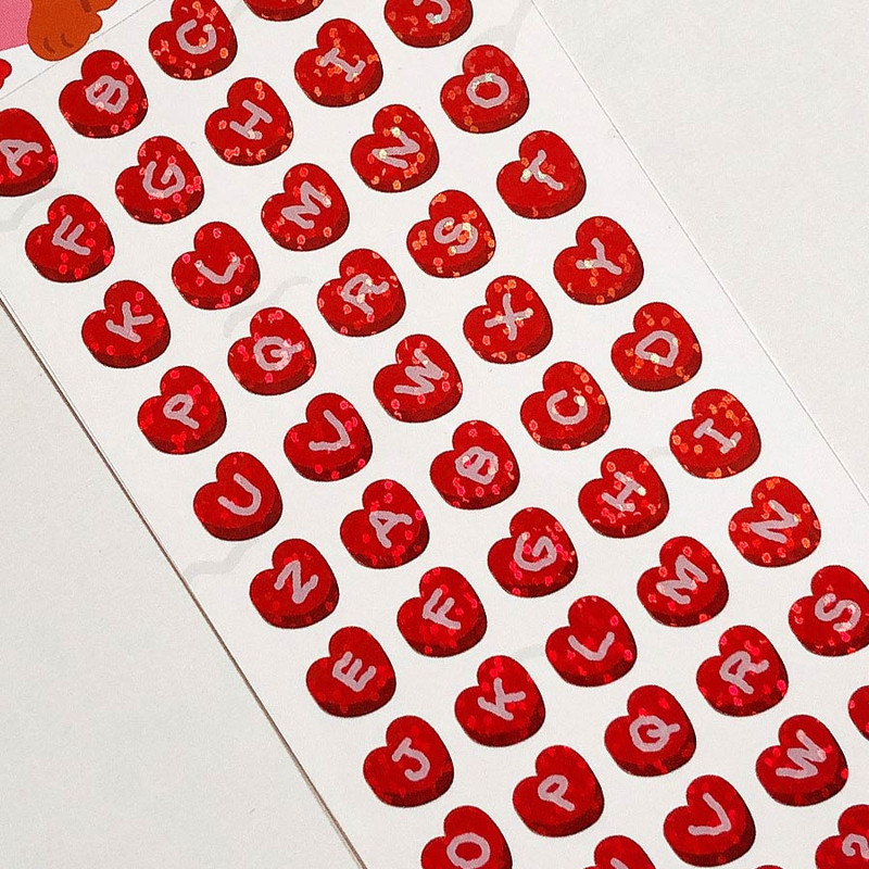Herat Alphabet Sticker - pureureum design Cupid Bear Heart Alphabet Holographic Sticker