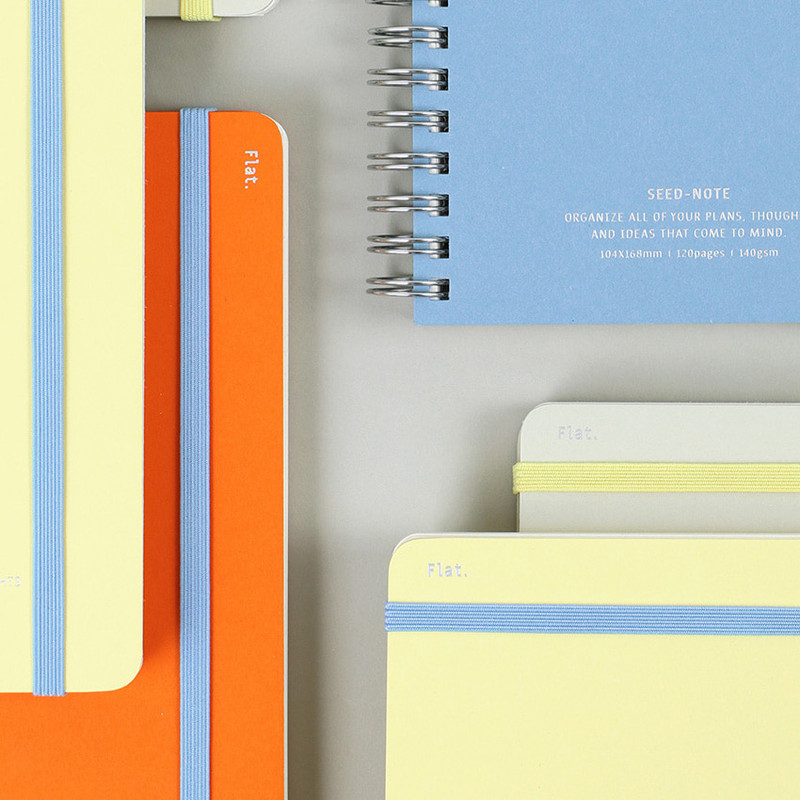 Elastic Band Closure - Paperian Flat Seed Small Blank Notebook