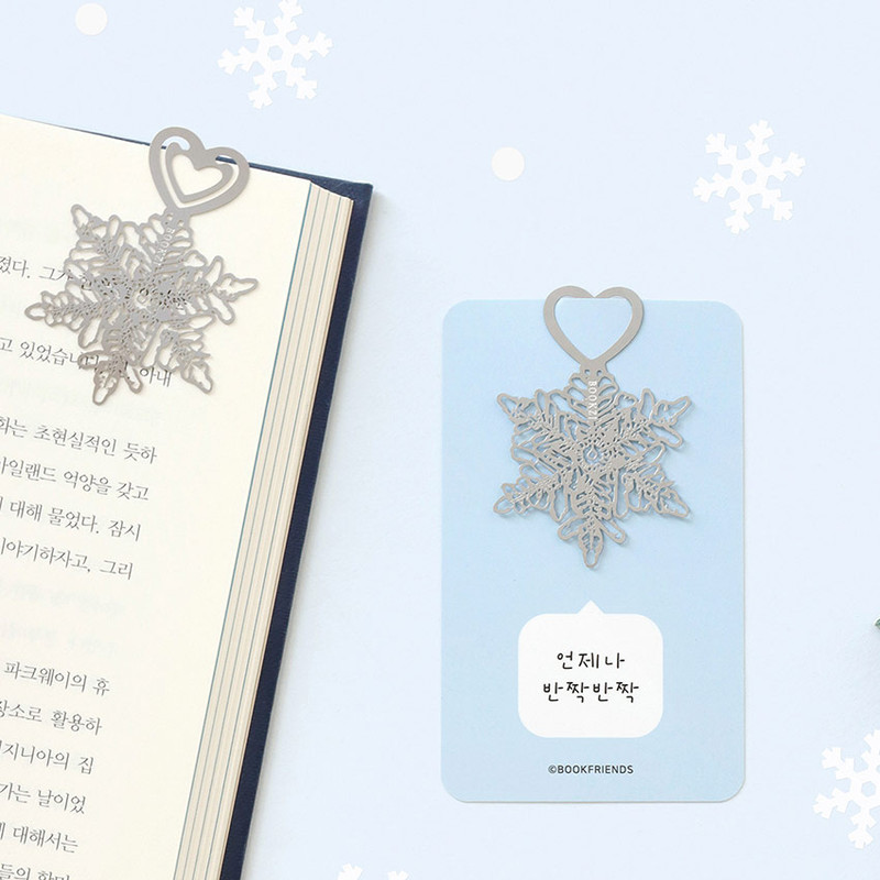 Subtle Shimmer - Bookfriends Silver Snowflake Steel Bookmark