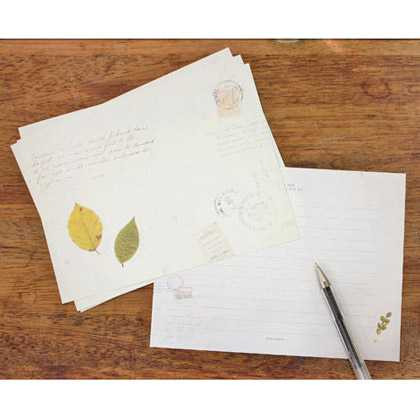 Seeso vintage leaf letter paper and envelope set