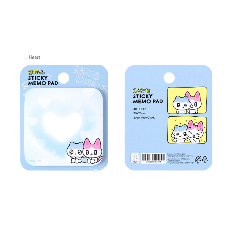 Heart - GOLGOLZ Round Square Cute Sticky Notes Pad