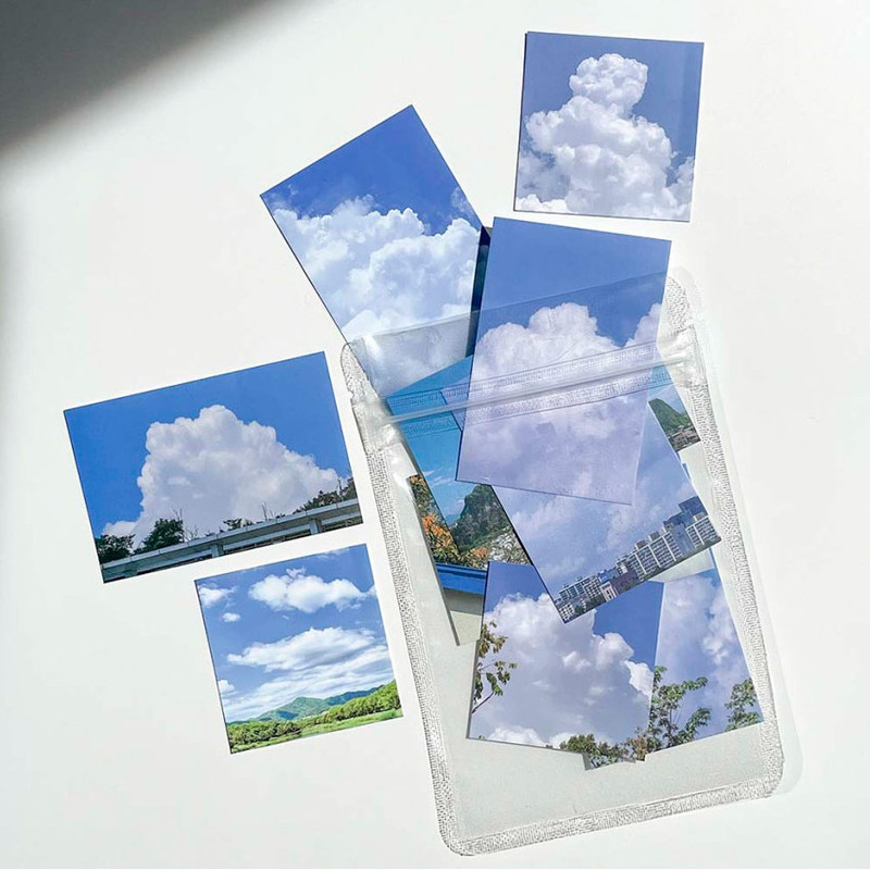 Resealable Zip Pouch - Mingkit White Cotton Photo Sticker Pack