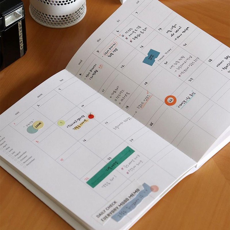Opens Flat - Indigo Mind Snap 6 Months Dateless Monthly Diary Journal
