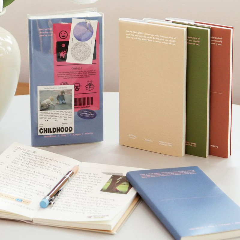 Clear PVC Cover - Indigo Gibon 6 Months Dateless Weekly Diary Journal