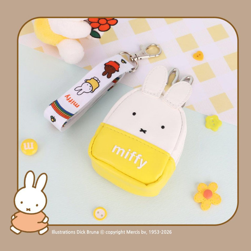 White - Miffy Backpack AirPods Case With Neck Strap & Bunny Carabiner