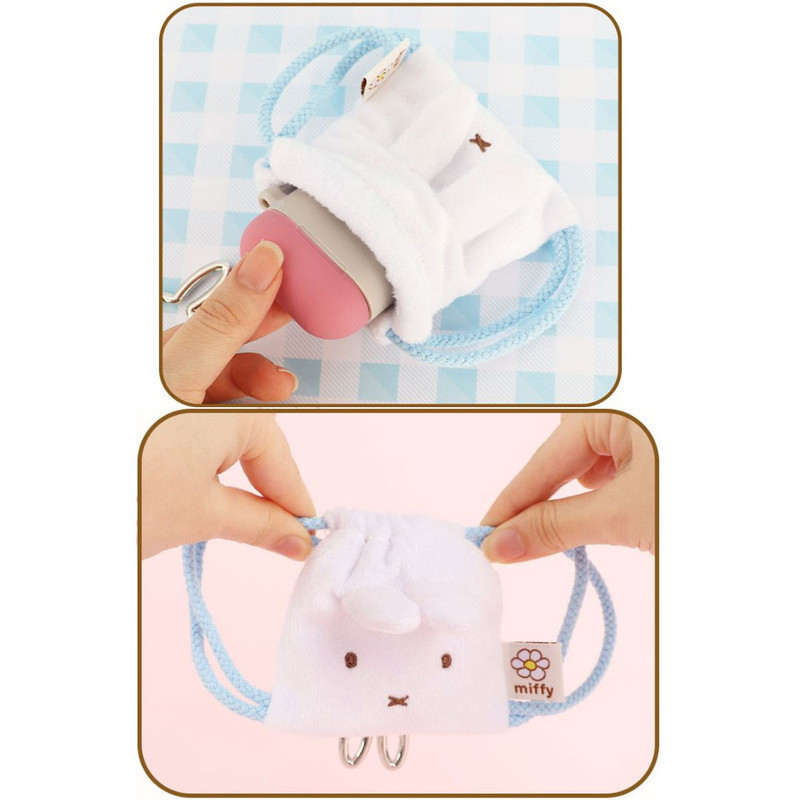 Drawstring Closure - Miffy Plush AirPods Drawstring Pouch with Bunny Carabiner