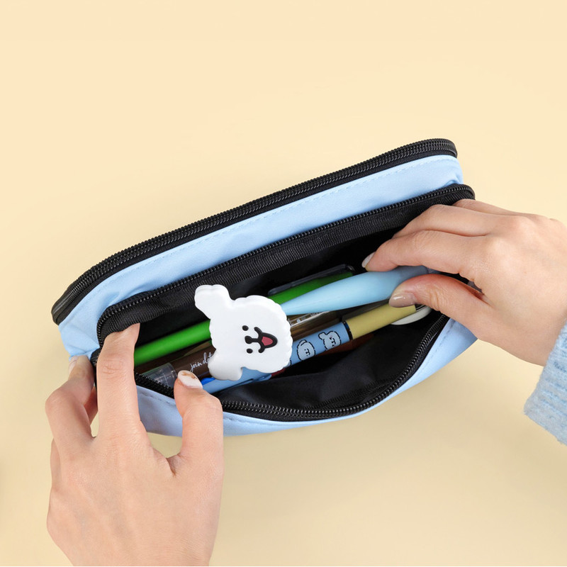 Rear Compartment - Maltese Double Zipper Pencil Case Pouch