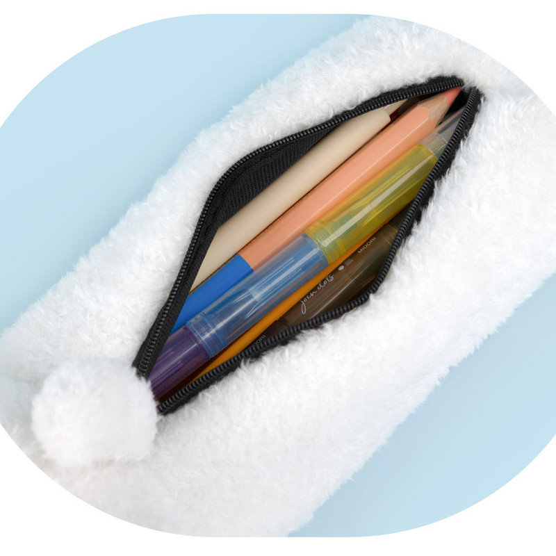 Wide Space - Maltese Fluffy Maltese Puppy Plush Pencil Case