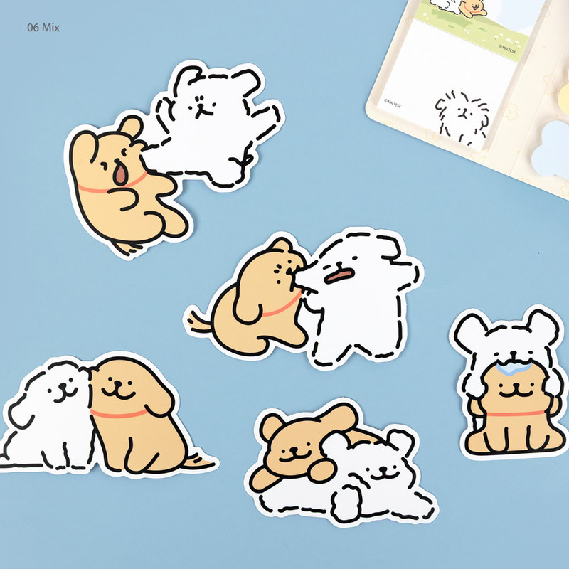 06 Mix - Maltese Puppy Big Point Removable Sticker Pack