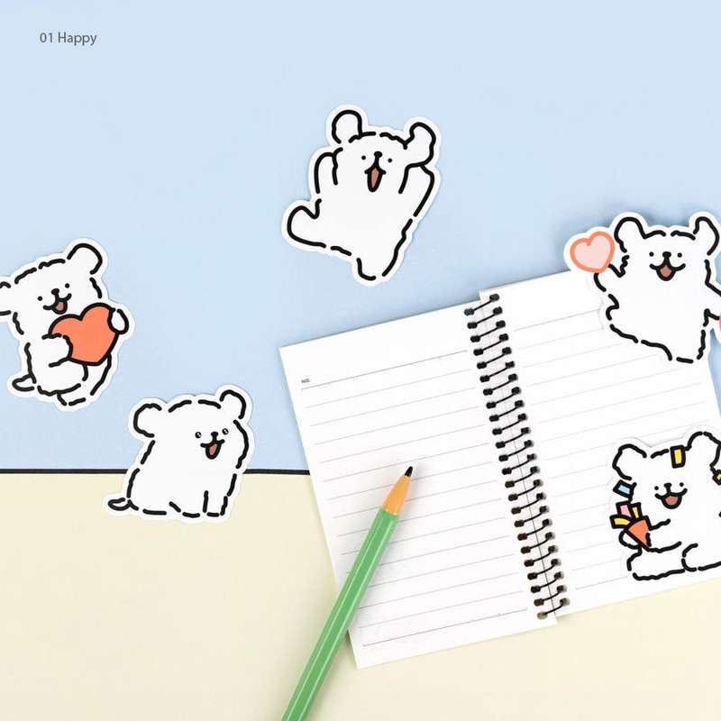 01 Happy - Maltese Puppy Big Point Removable Sticker Pack