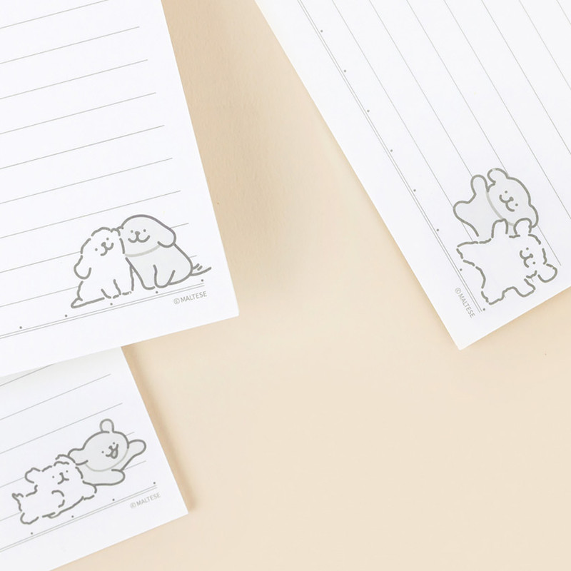 Cute Illustration - Maltese Puppy PP Index A5 Lined Notebook