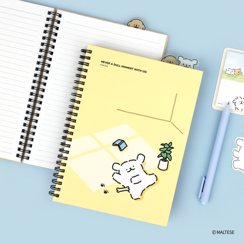 Yellow - Maltese Puppy PP Index A5 Lined Notebook
