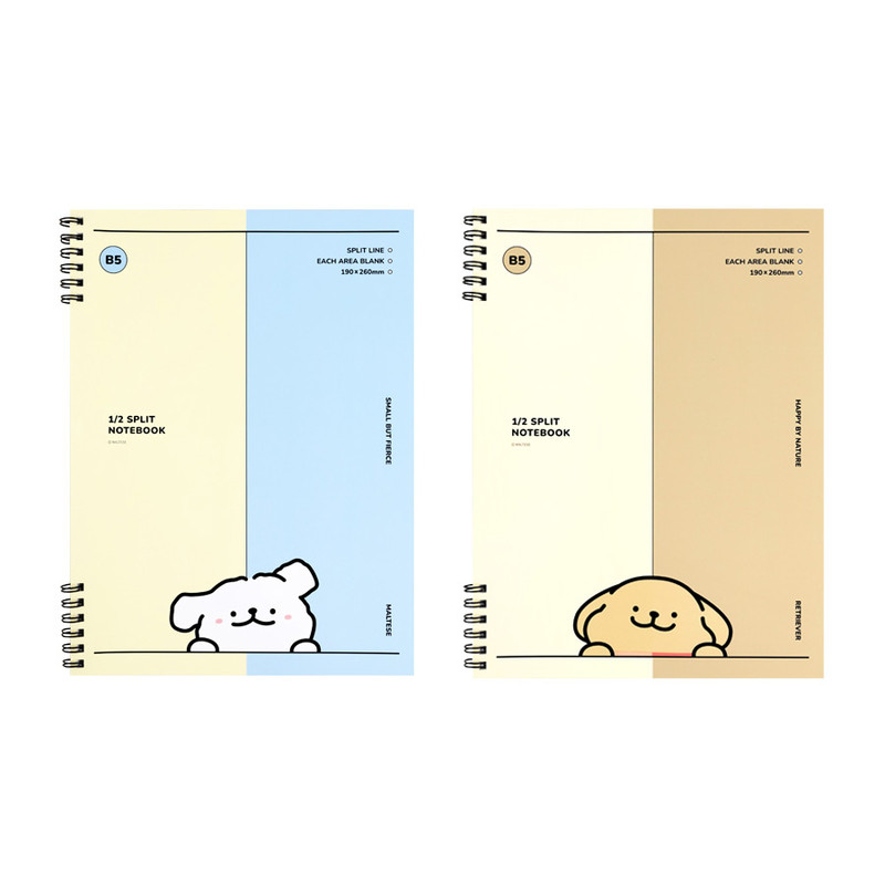 Maltese Puppy B5 2-Section Divided Notebook