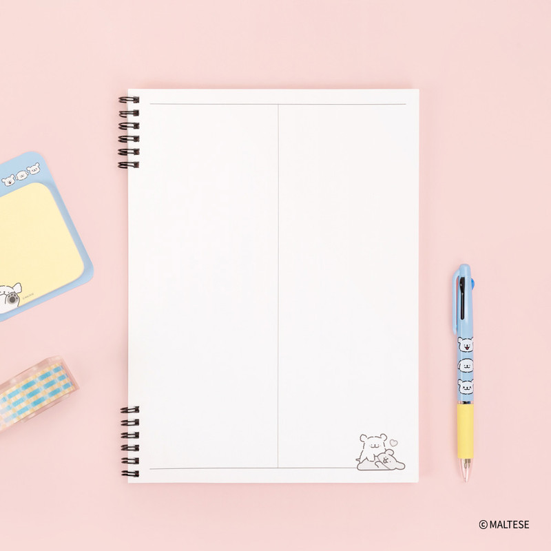 2-Divided Pages - Maltese Puppy B5 2-Section Divided Notebook