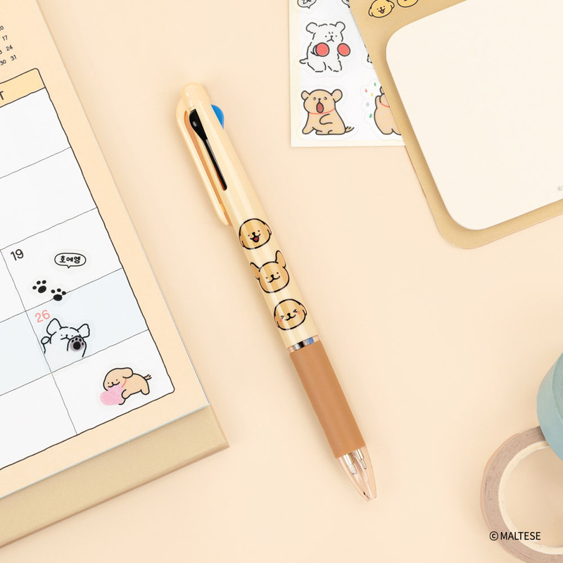 Rubber Grip - Maltese Puppy 3-in-1 Multi Color Ballpoint Pen