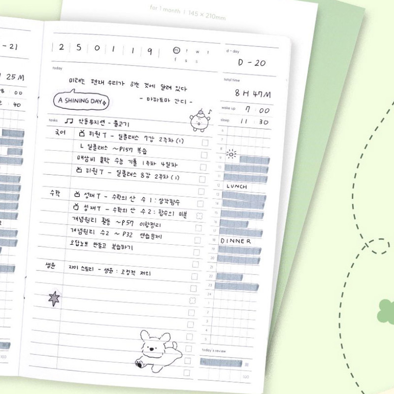 Study Review - Dash and Dot Lucky 1 Month Dateless Daily Study Planner